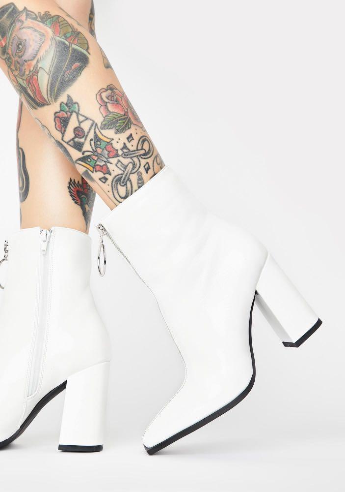 public desire white ankle boots