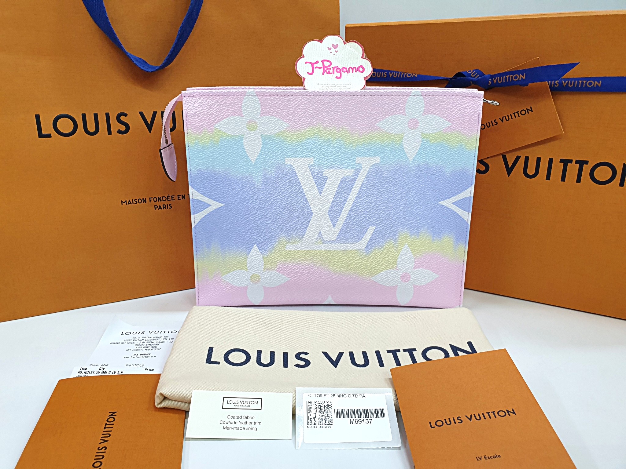 LOUIS VUITTON LV Escale Toiletry Pouch 26 Pastel Pink M69137 with Box