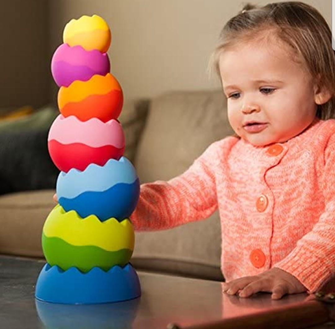 Fat Brain Toys扭扭球疊高高嬰兒玩具Tobbies Neo Stacking Toy, 兒童