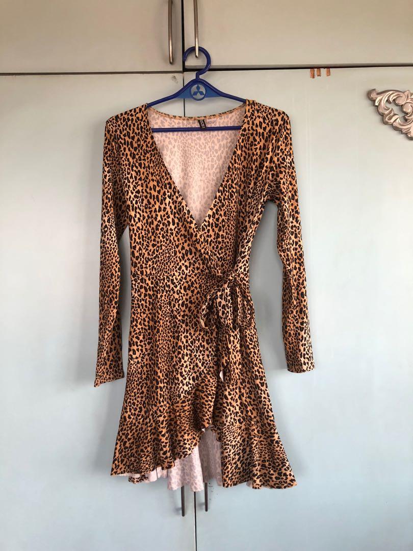 H M leopard print wrap dress