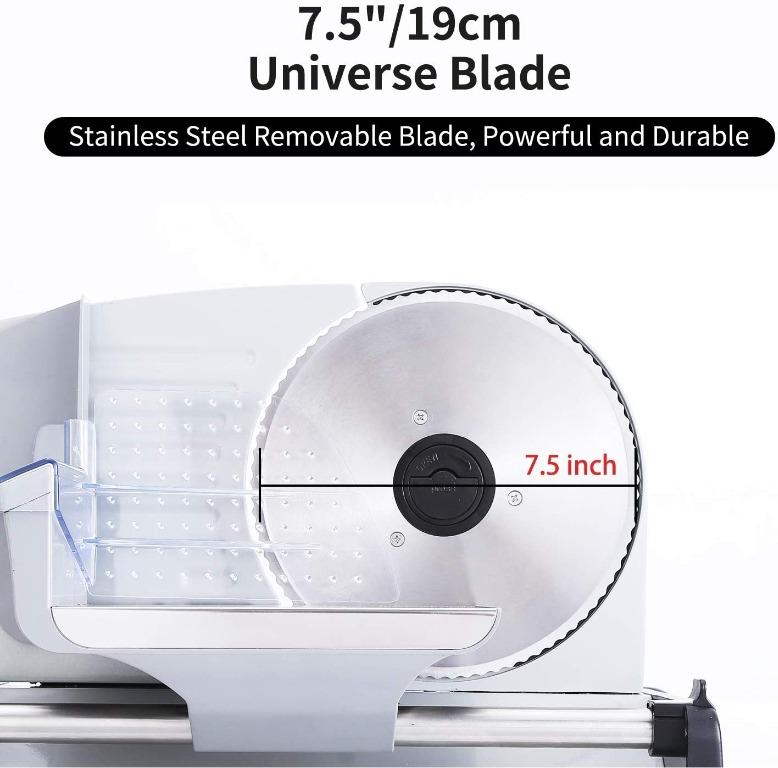 OSTBA Meat Slicer Electric Deli Food Slicer with Removable 7.5’’ Stainless  Steel Blade, Adjustable Thickness Meat Slicer for Home Use