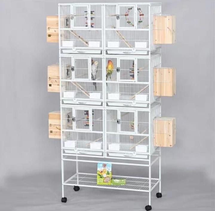 PRE ORDER Parrot Cage 3 Tiers Side by Side Breeder Cage 95.5cm Removable Center Divider Rack Wheel Pet Bird Parrot Conures Cockatiels