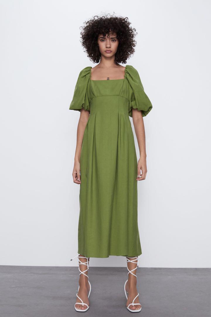 PREORDER ZARA Puff Sleeve Dress, Women's Fashion, Dresses & Sets