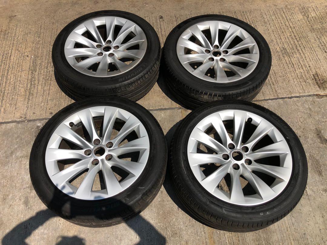 Tesla Model S 19吋新款合金鈴 原廠米子蓮車胎 二手 汽車配件 車軚 Carousell
