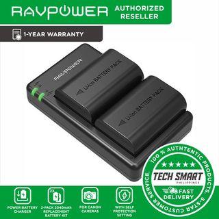 RAVPower LP-E6 LP E6N Rechargeable Battery Charger Set 2040mAh Camera Batteries Compatible with Canon EOS 5D Mark II, III, IV, 5DS, 5DS R, 6D, 60D,6D Mark II, 7D, 7D Mark II,70D, 80D (2-Pack)