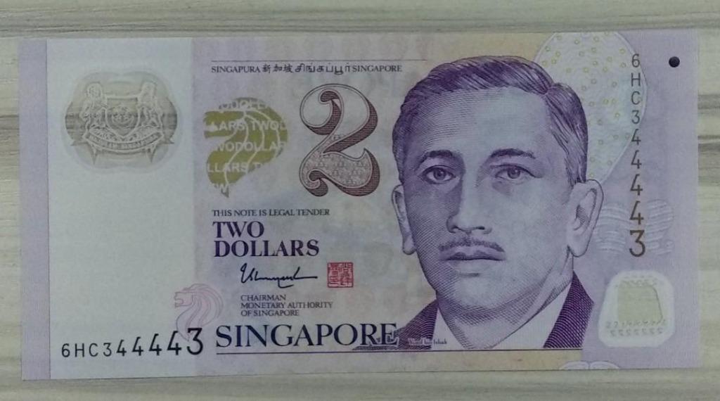 $2 Note (Category: Currency) located in Singapore. Submitted by sg50_notes (Listing ID 286478801, Image 1). Description: 💡UNC 💡Radar number 344443 [sold] 💡UNC 💡Special number 344434 [sold] 💡Almost solid number 344444 [sold] 💡Special number 344445 [sold] 💡Almost solid number 433333 [sold] 💡Special number 543333 [sold] 💡Radar number 615516 [sold] 💡Radar number 548845 [sold] 💡VF 💡Radar number 554455 [sold] 💡Prefix 6 💡UNC 💡Radar number