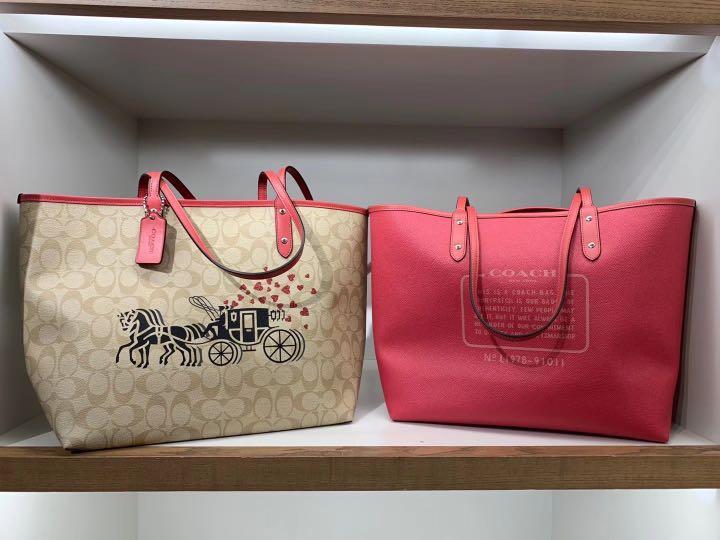 Coach reversible city tote pink sales