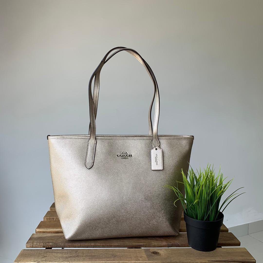 Coach city on sale zip tote platinum