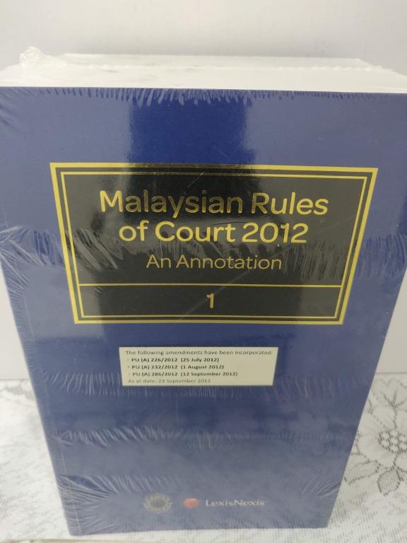Malaysian Rules Of Court An Annotation 2012 Books Stationery Books On Carousell