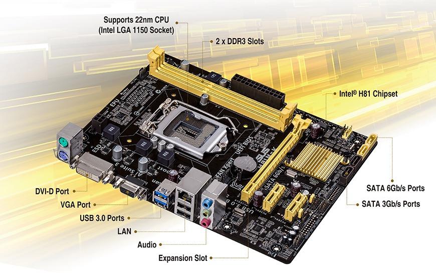 MOTHERBOARD, Asus H81MC LGA 1150 with Parallel Port MICRO ATX