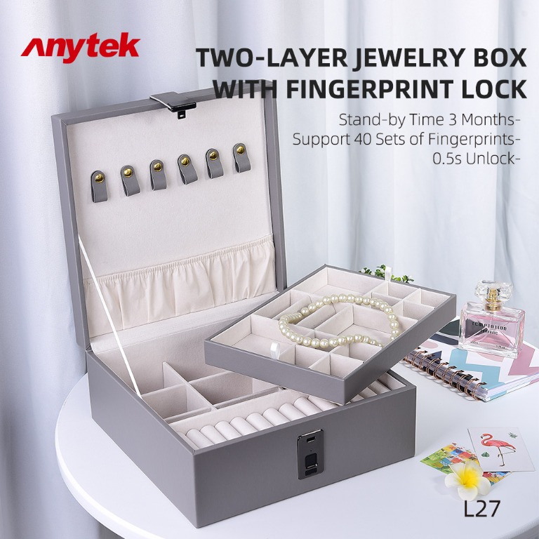 New Fingerprint Lock Jewelry Box Highend Jewelry Watch Storage Box