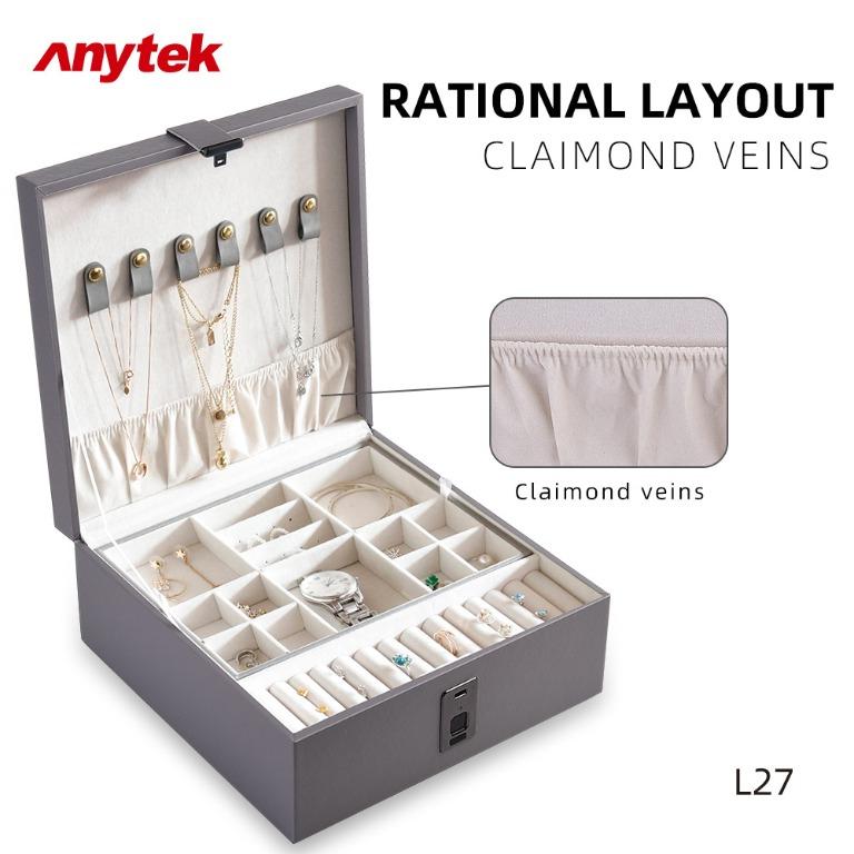 New Fingerprint Lock Jewelry Box Highend Jewelry Watch Storage Box