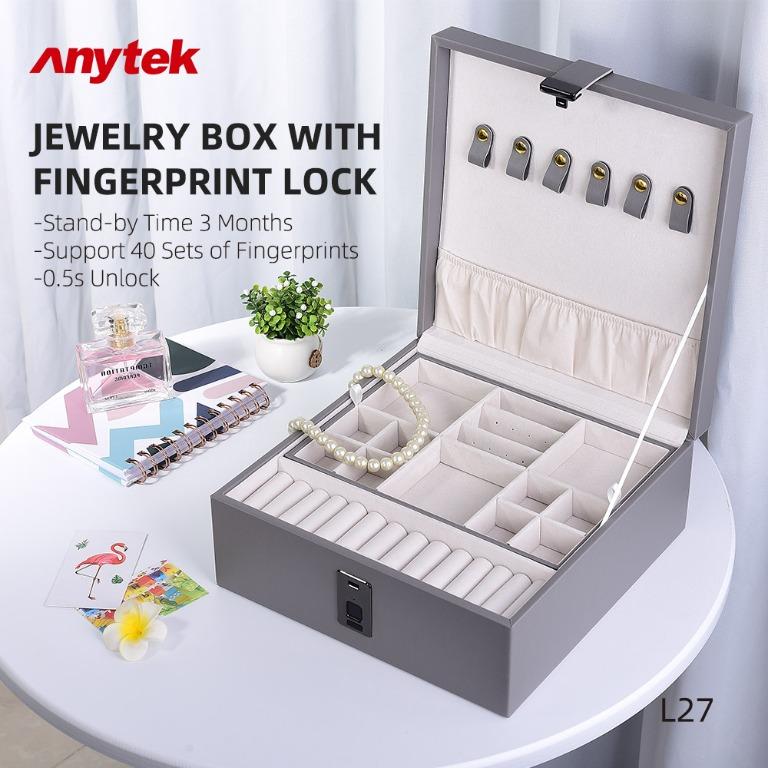 New Fingerprint Lock Jewelry Box Highend Jewelry Watch Storage Box