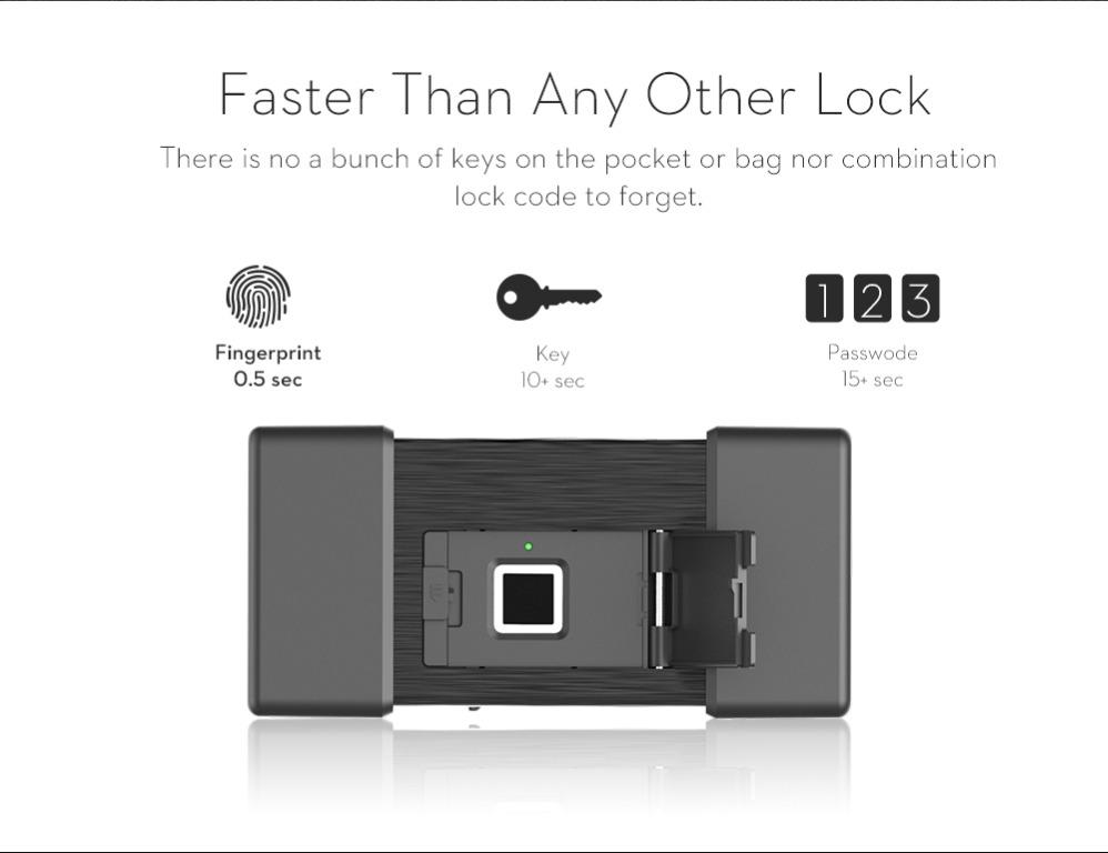 Smart Fingerprint U Lock Glass Door Lock Extension Insert Lock Anti