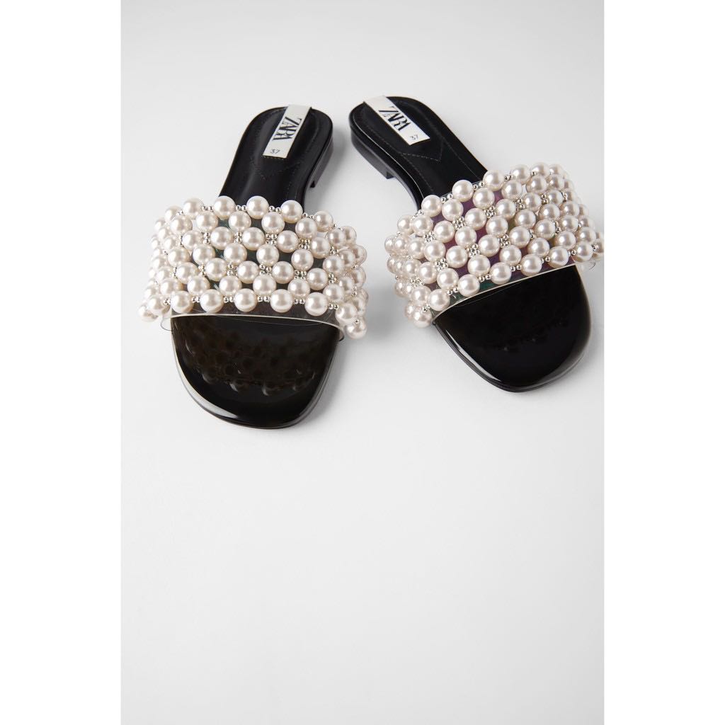 sandals with pearls zara