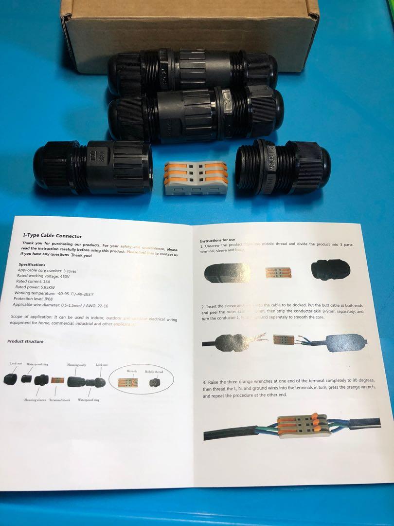 3 Core I -Type cable connector Box of 3, Computers & Tech, Parts ...