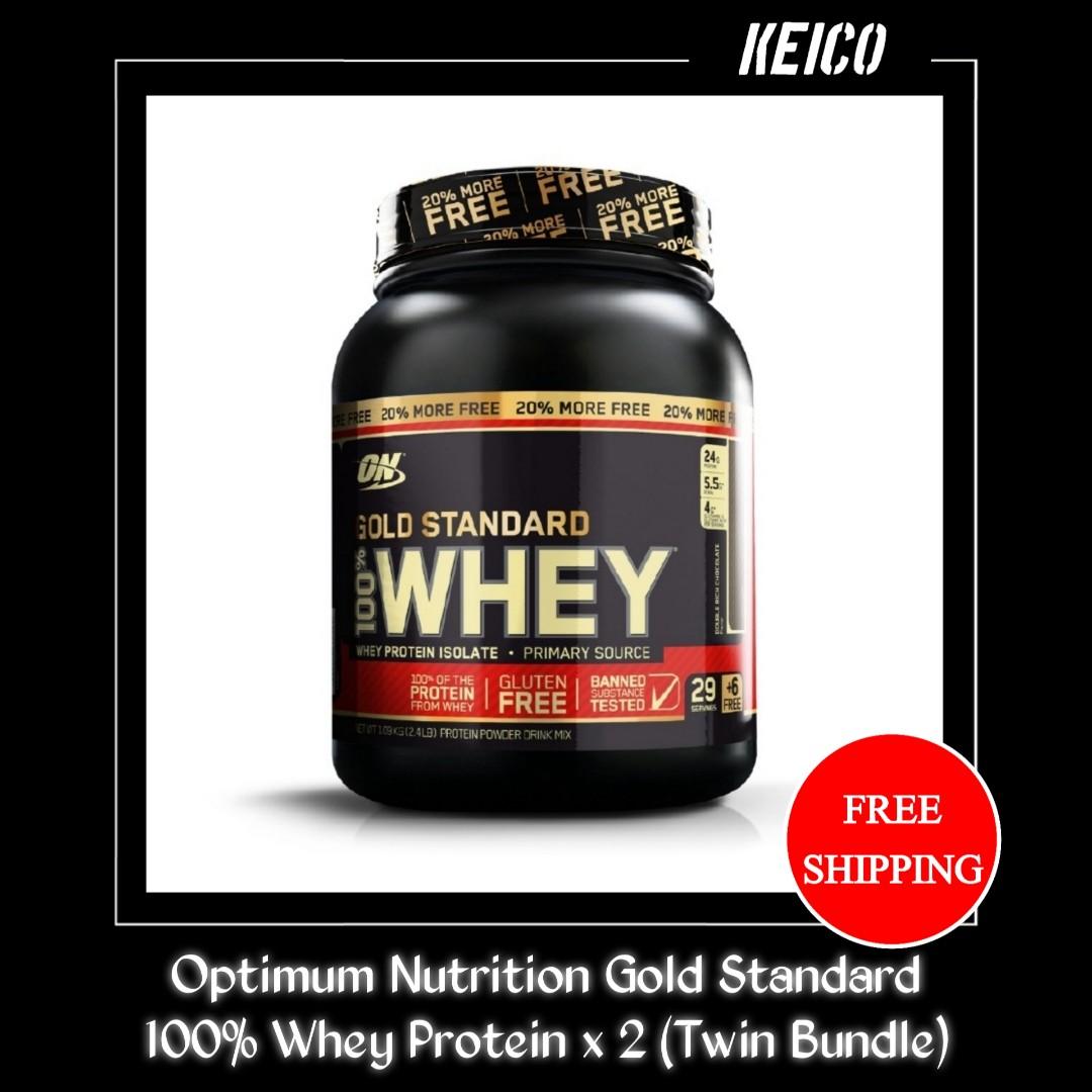 Optimum Nutrition Gold Standard 100 Whey Protein X 2 Twin Bundle Sports Weights Gym Equipment On Carousell