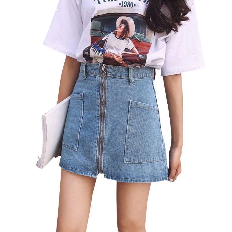 Light blue zipper skirt online