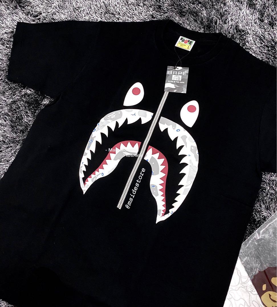 bape space camo shark tee