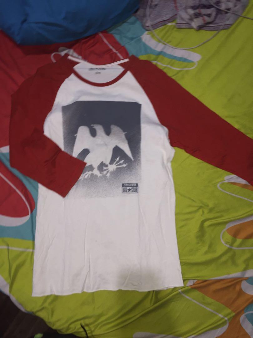 Converse Red Long Sleeves Men S Fashion Clothes Tops On Carousell