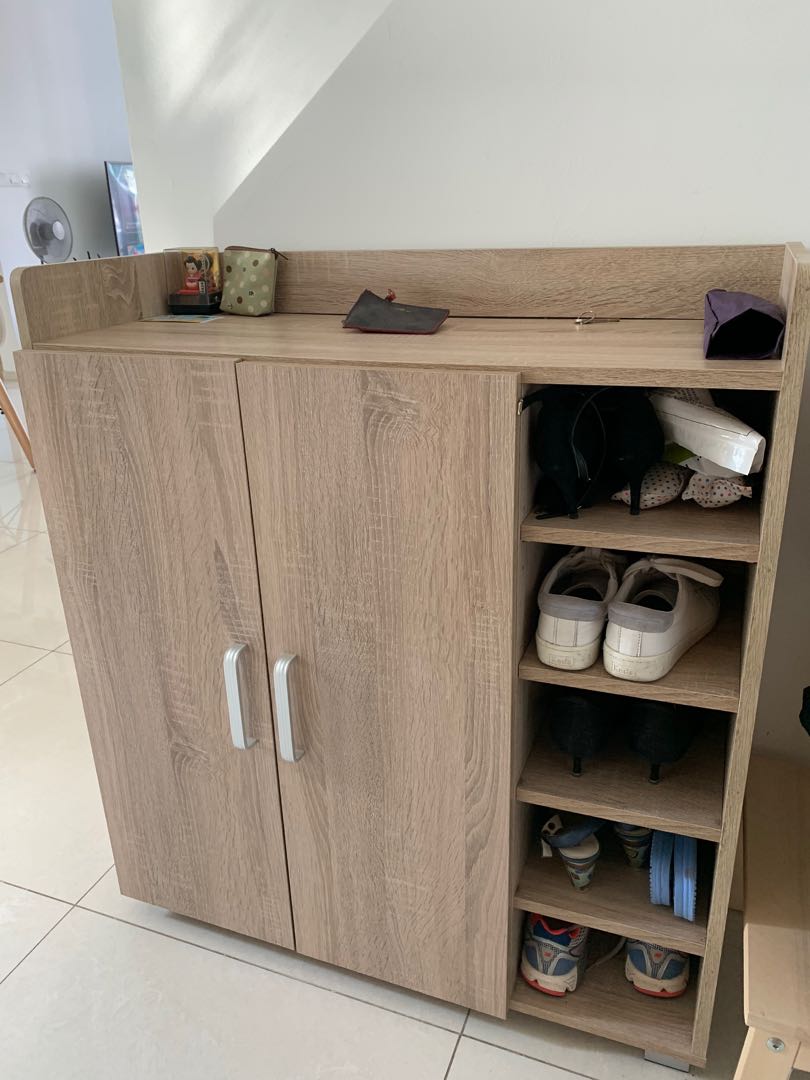 oak shoe cabinet with doors on Experion Shoe Cabinet Sonoma Oak 89 80 33cm Furniture Shelves Drawers On Carousell