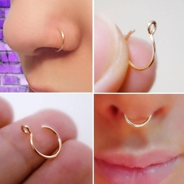 Dropship Fake Nose Ring Stud; Fake Septum Fake Nose Ring For Women Men;  Nose Cuff Non Piercing; Faux Clip On Nose Rings to Sell Online at a Lower  Price