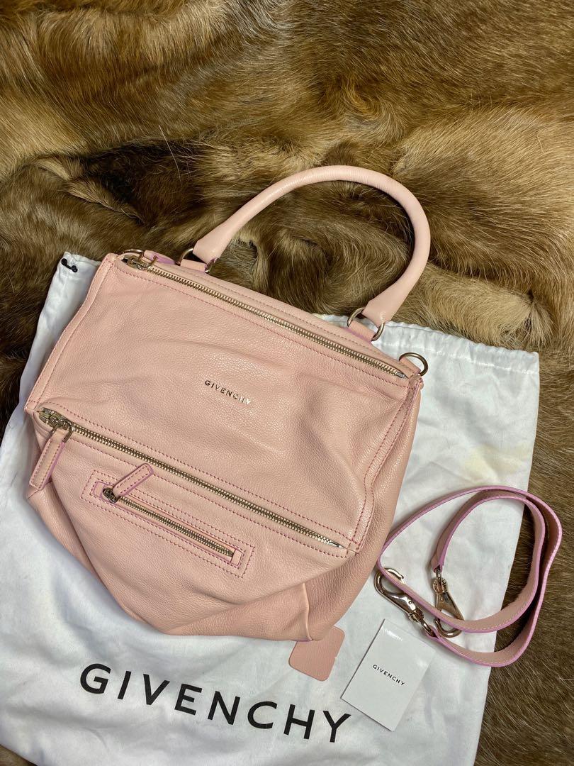 Givenchy Pandora Medium (Category: Luxury Bags & Wallets) located in Binan City. Submitted by raprap_wafu (Listing ID 286658244, Image 1). Description: Givenchy Pandora Medium in Pastel Pink Comes with leather swatch and dust bag Only used twice Retails at 2200USD Get it for only 38k 🔥 Follow me on instagram @shopandconsignph to see more affordable luxury items! .