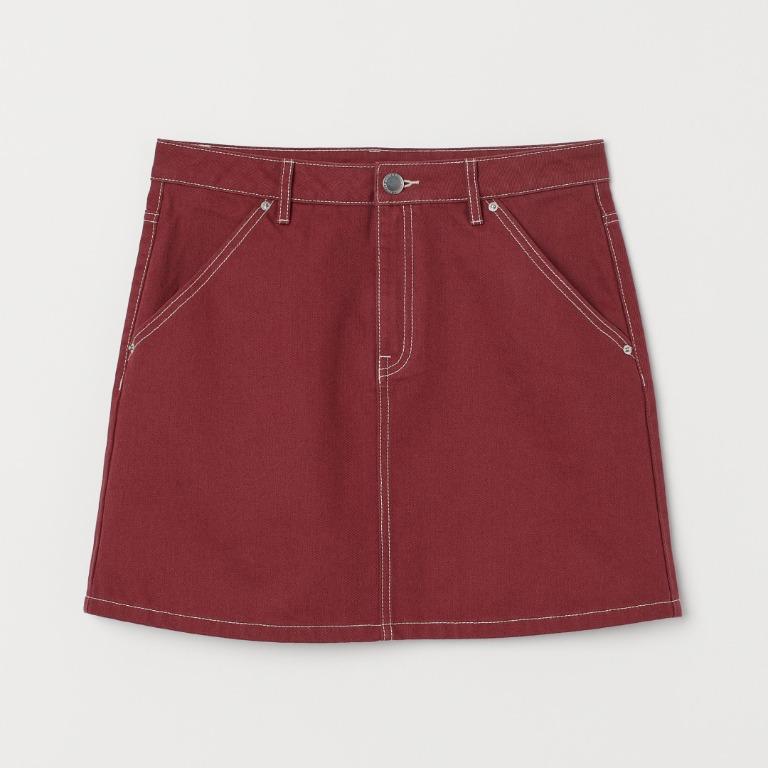 H\u0026M DENIM SKIRT IN RUST RED, Women's