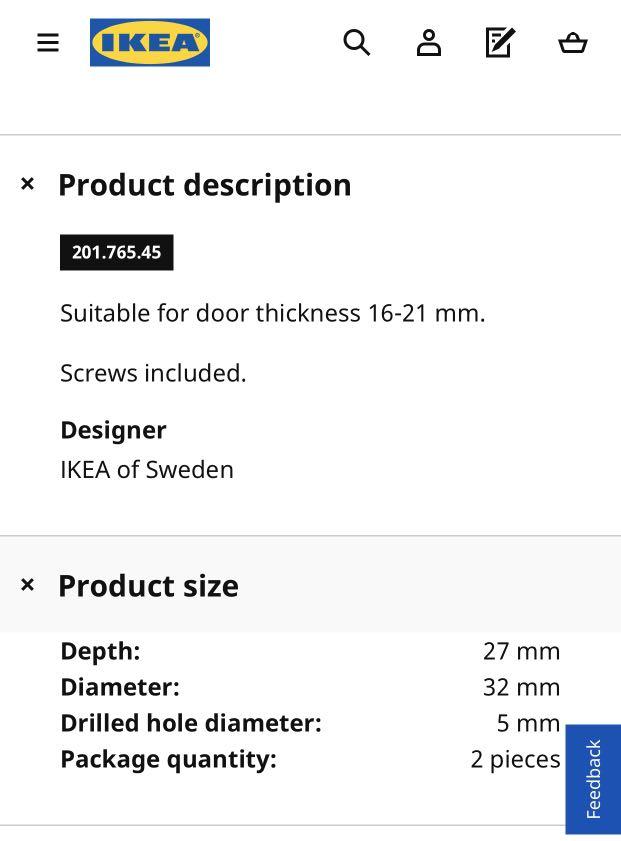 IKEA HEDRA Knob, anthracite, 32 mm, Furniture & Home Living, Furniture, Other Home Furniture on