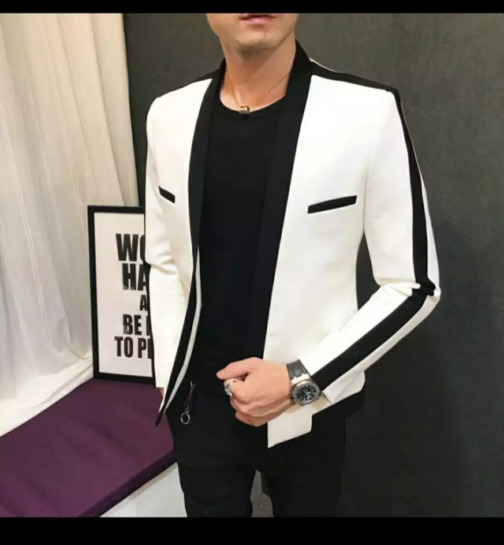 Mens black and white blazer store