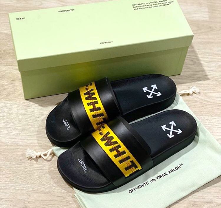 Off white black discount and yellow slides