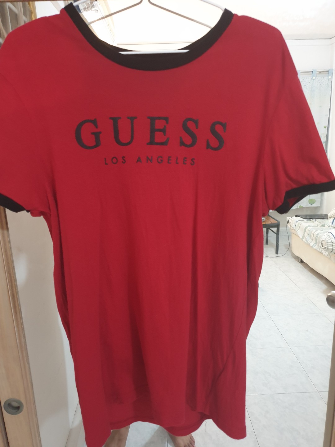 black and red guess shirt