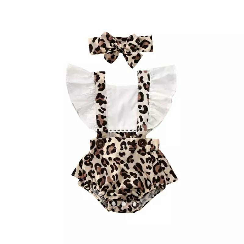 Toddler Infant Newborn Baby Girl Bodysuit Clothes Leopard Backless
