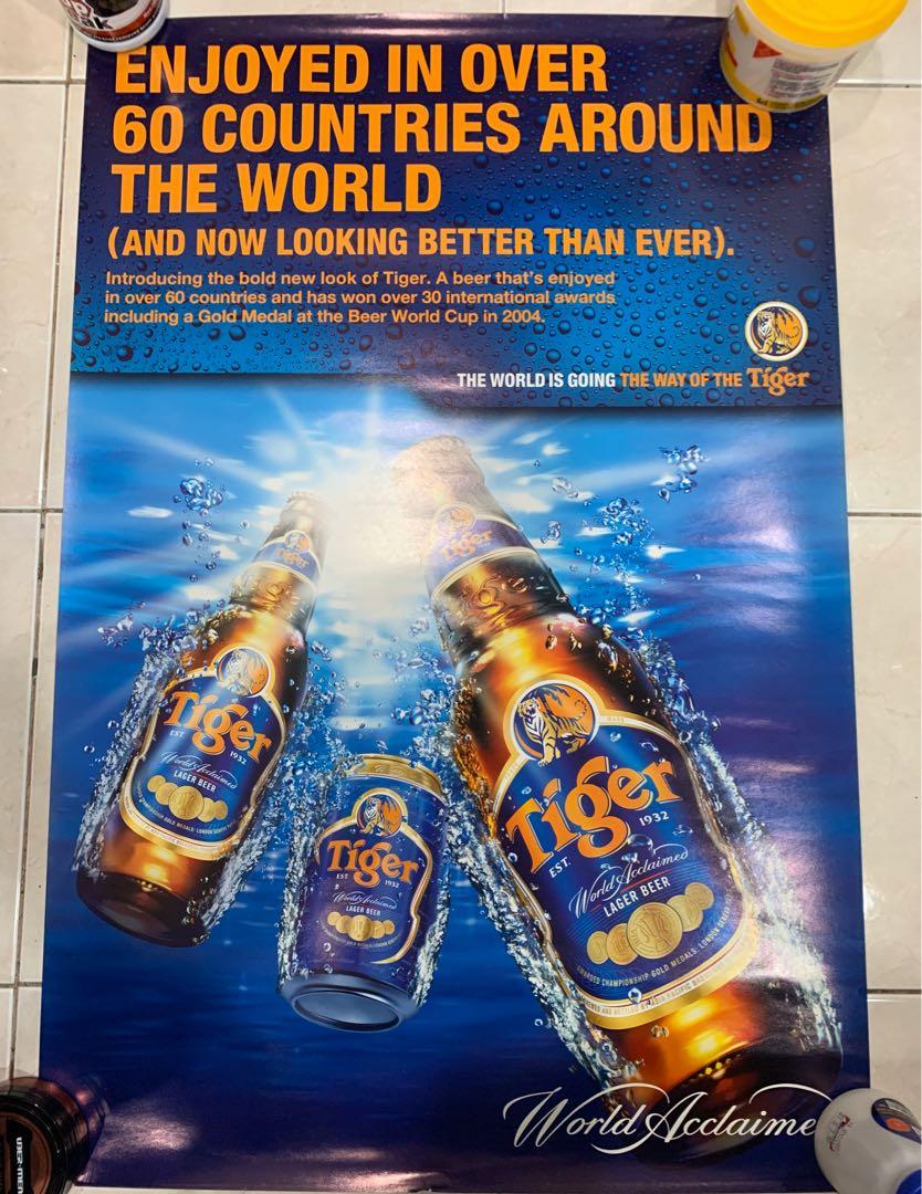 Vintage Tiger Beer Poster 30 X 20inches Antiques Vintage Collectibles On Carousell