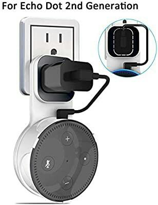 M1513 Echo Dot Wall Mount Outlet Hanger For Echo Dot 2nd Generation Speakers Holder For Dot 2nd Generation Only Alexa Speaker Mounts With Short Charging Cable Space Saving Speaker Hange Electronics Others