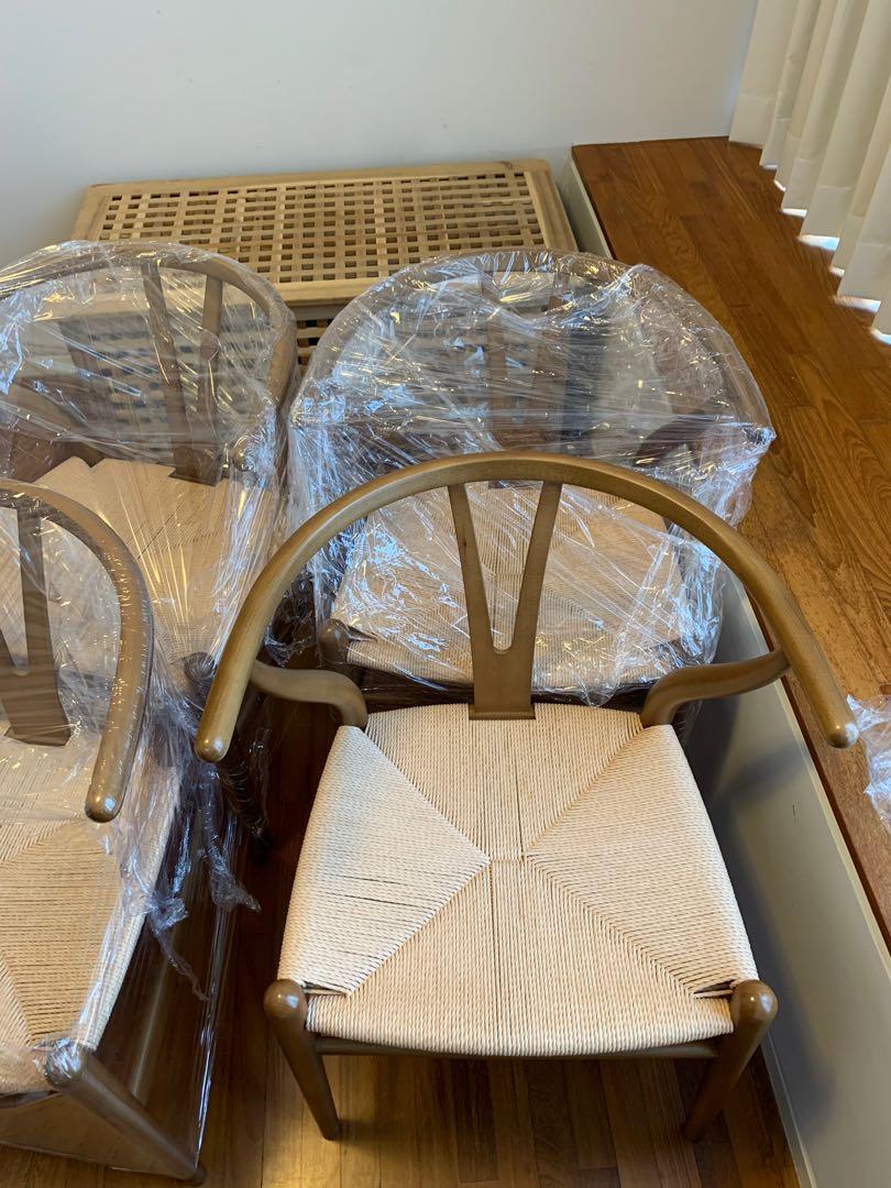 4 wishbone dining chairs  like new furniture tables