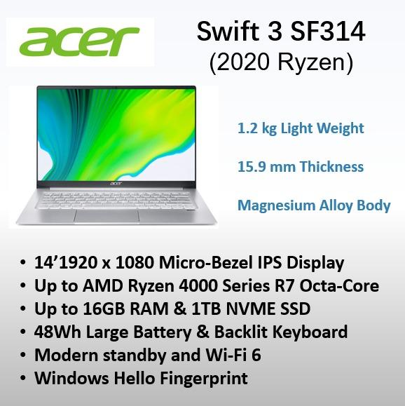 Acer Swift 3 2020 Ryzen 4500u 4700u Electronics Computers Laptops On Carousell
