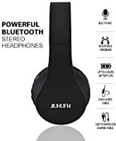 Bluetooth Headset JIUHUFH Wireless Stereo Headphones Over Ear with Mic for iPhone Android TV PC black Gold
