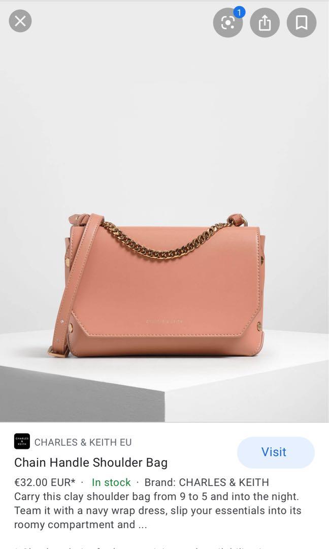 Bnwt Charles Keith Blush Chain Handle Shoulder Crossbody Bag