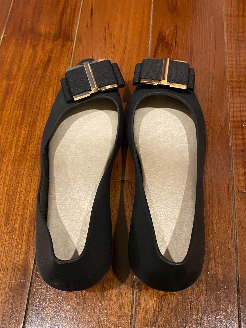 Cabana Shoes Black Wedges Jelly Heels Fesyen Wanita Sepatu di Carousell
