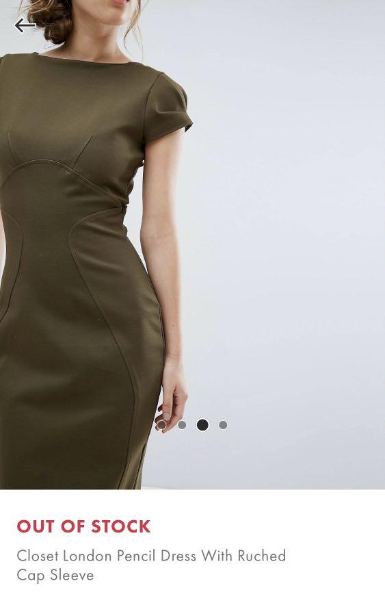 Closet pencil dress on sale with ruched cap sleeve