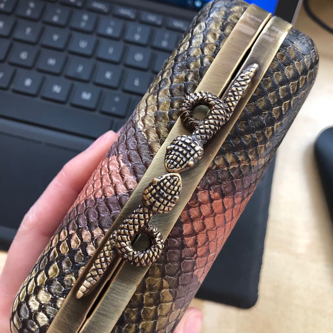 [US Brand] Leather Clutch with Snake Pattern
