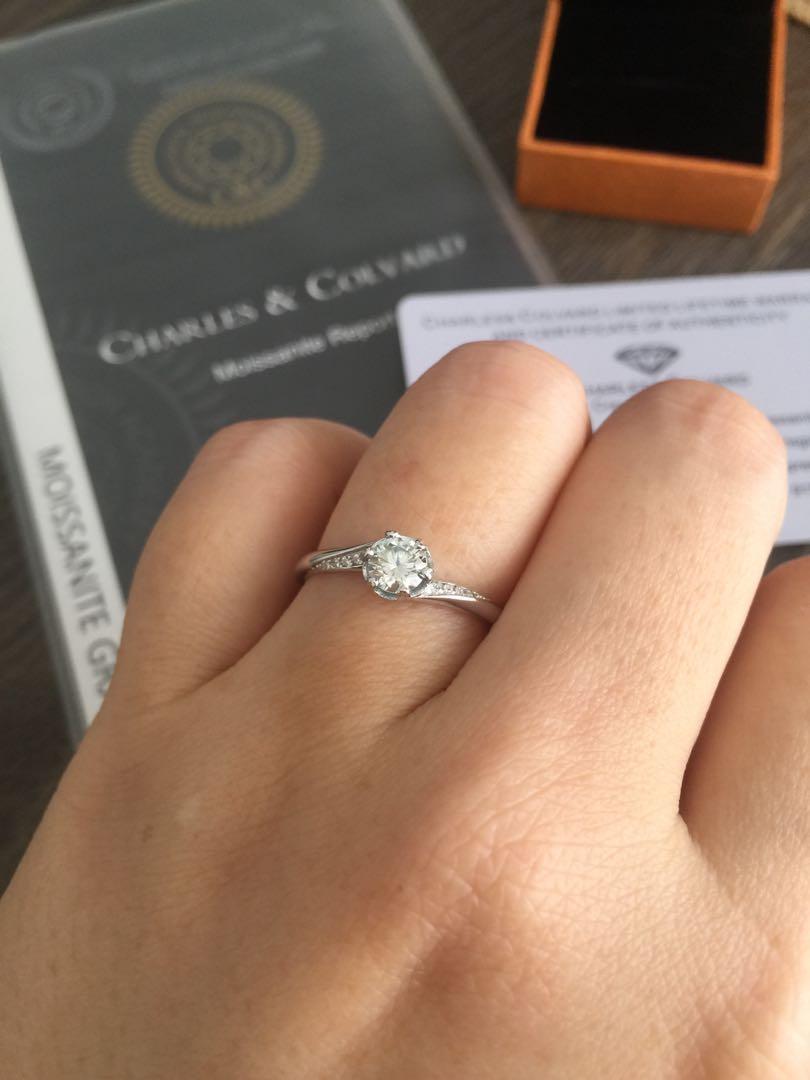 Moissanite diamond ring 0.5carat with C C report Warranty ID