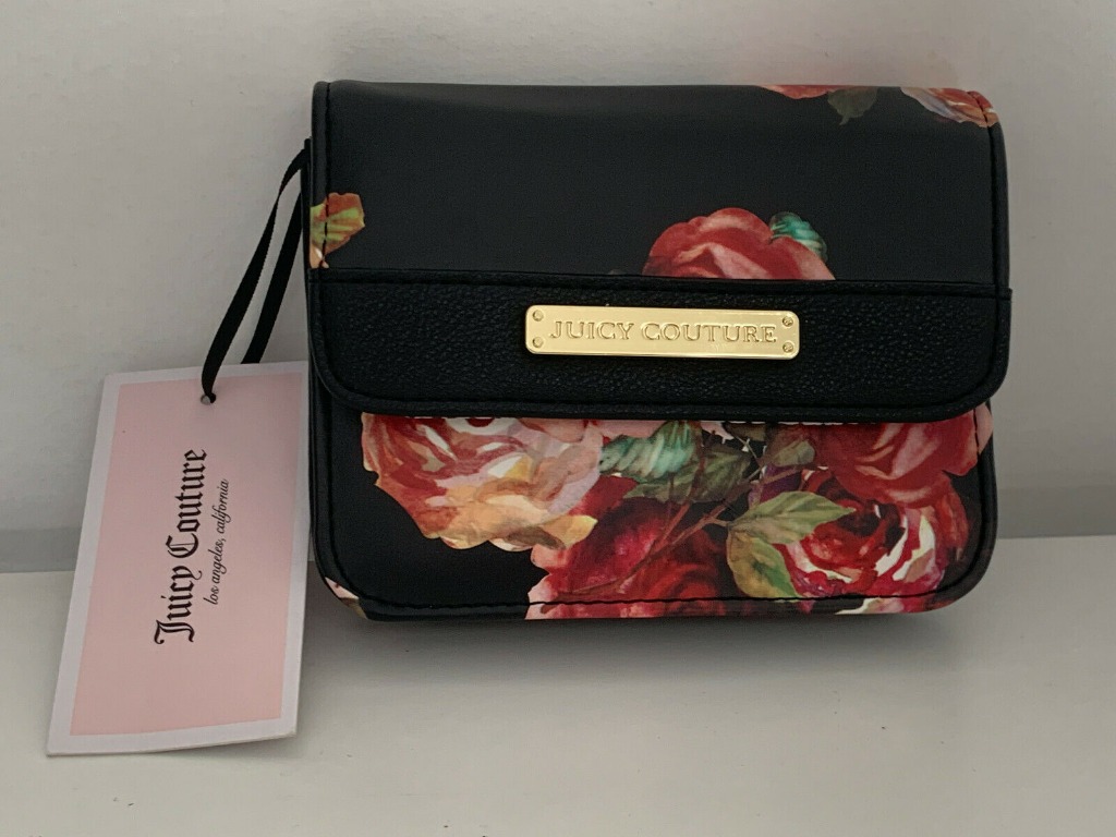 Juicy Couture Small, Black, Pink & Green Floral Credit Card Wallet, Tab  Closure Multiple - $17 New With Tags - From Dahnya