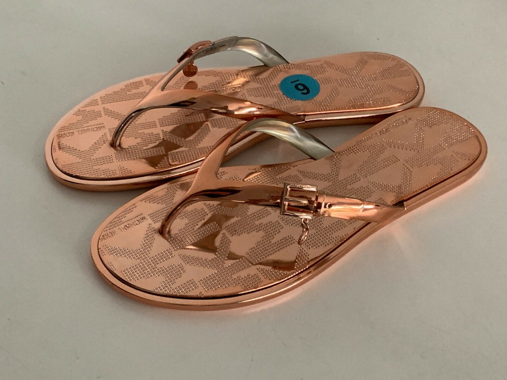 Michael kors rose gold flip on sale flops