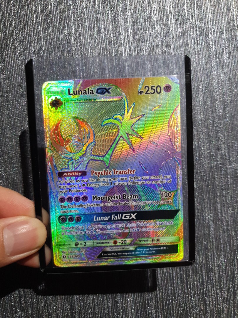 Pokemon TCG Lunala GX Hyper Rainbow Rare Card, Hobbies & Toys, Toys