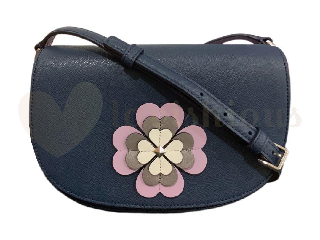 reiley spade flower applique flap crossbody