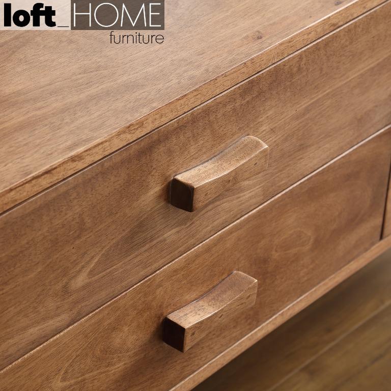 Rubber Wood Tv Console Dovetail Furniture Shelves Drawers On