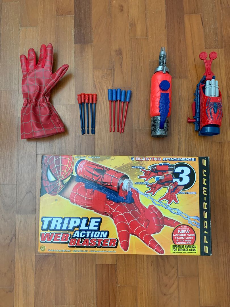 SpiderMan Triple Action Web Blaster Rubber Bullets and Watergun