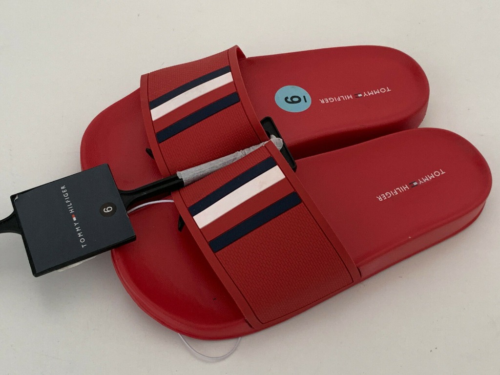 red tommy hilfiger slides